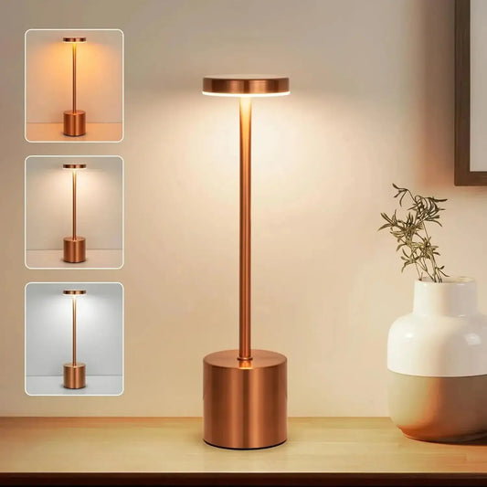 TouchGlow Sensor LED Lamp - NestNexus in sleek copper design, showcasing warm light perfect for any setting.