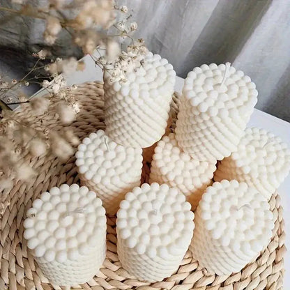 Bubble Bliss Candle Mold showcased with unique bubble design candles in a beautiful arrangement.