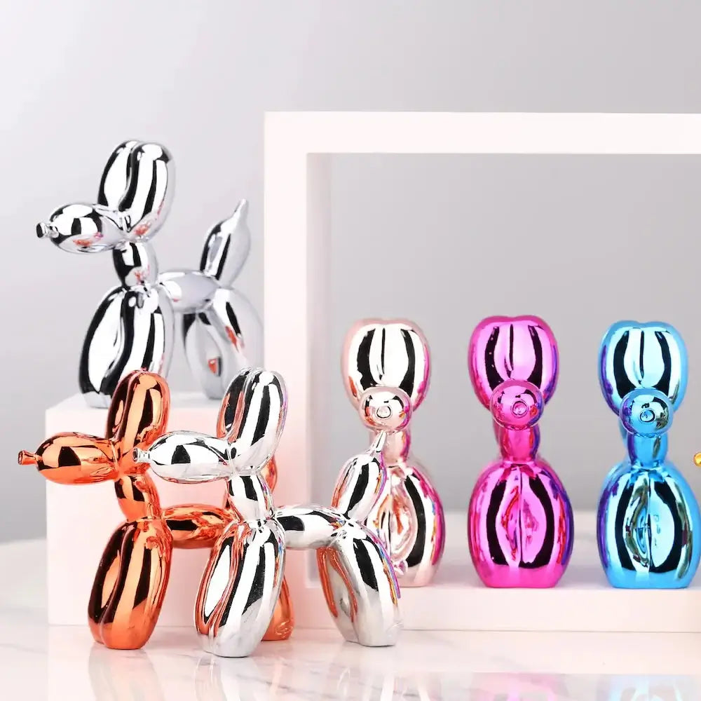 Mini Ceramic Balloon Dog Statue collection featuring various colors and finishes.