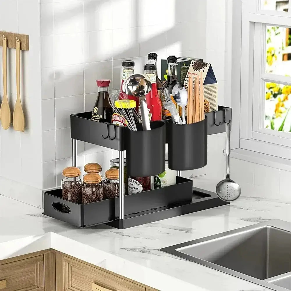 Sliding Cabinet Storage Rack for Kitchen Organization
