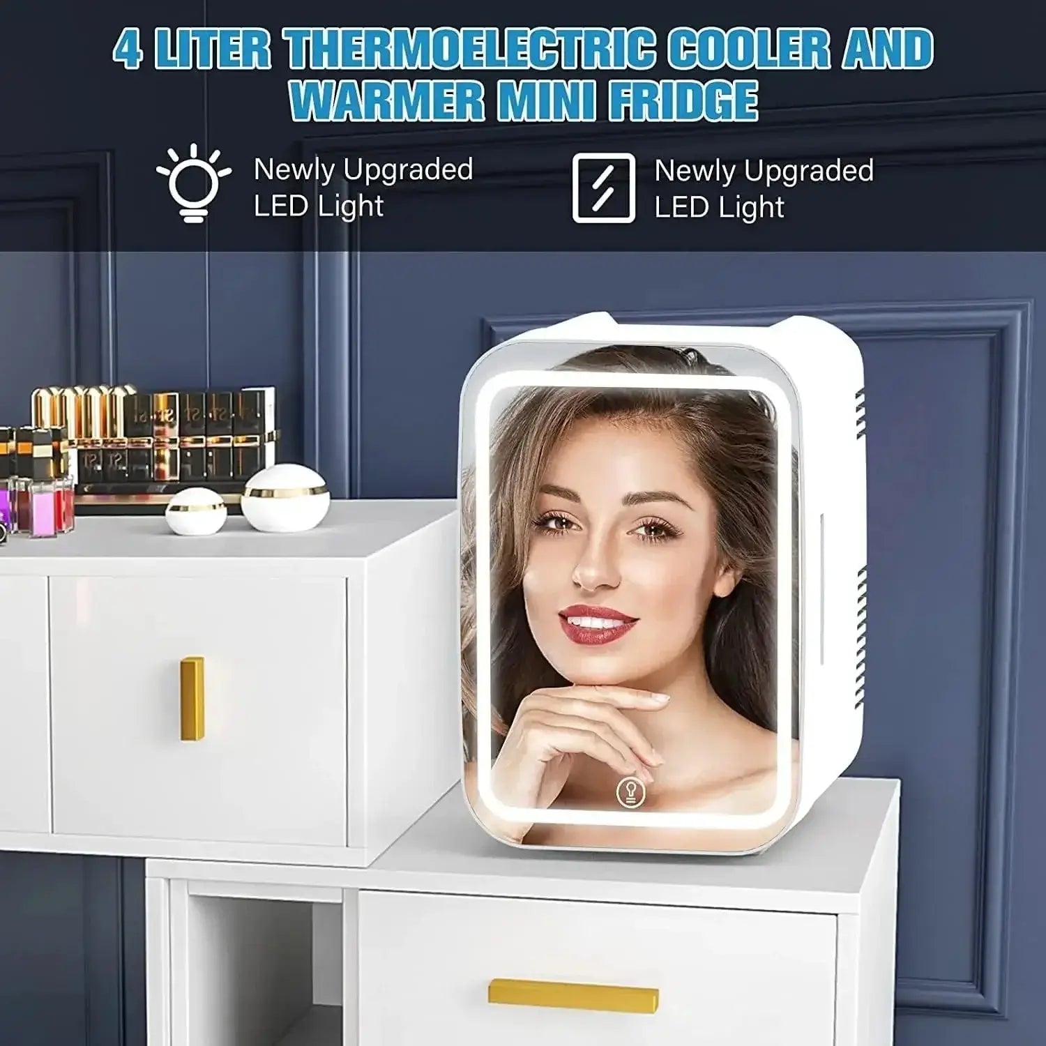 Compact Mini Beauty Fridge for Skincare Storage