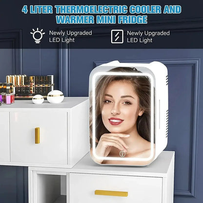Compact Mini Beauty Fridge for Skincare Storage